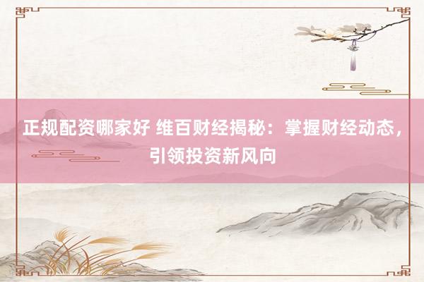 正规配资哪家好 维百财经揭秘：掌握财经动态，引领投资新风向