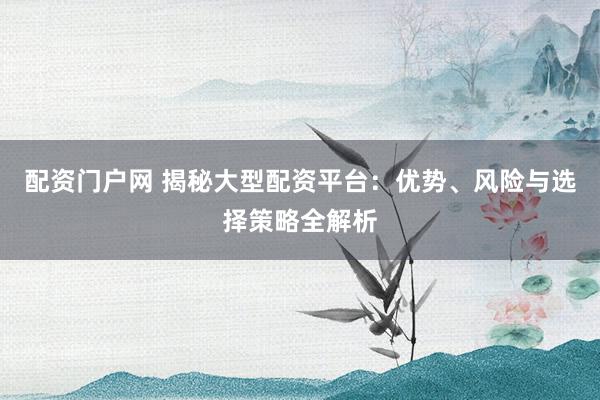配资门户网 揭秘大型配资平台：优势、风险与选择策略全解析
