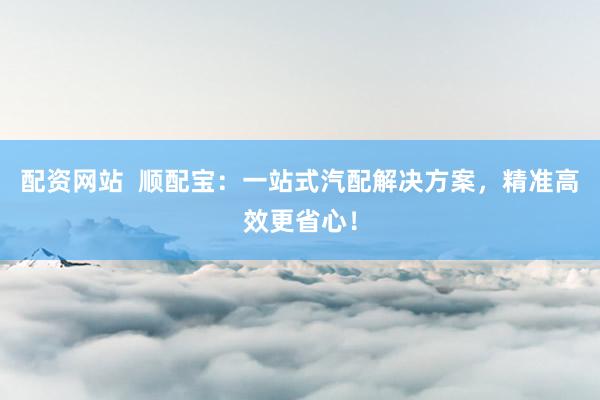 配资网站  顺配宝：一站式汽配解决方案，精准高效更省心！