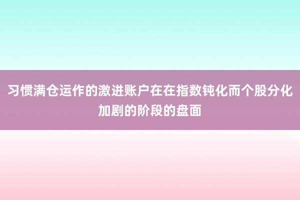 习惯满仓运作的激进账户在在指数钝化而个股分化加剧的阶段的盘面