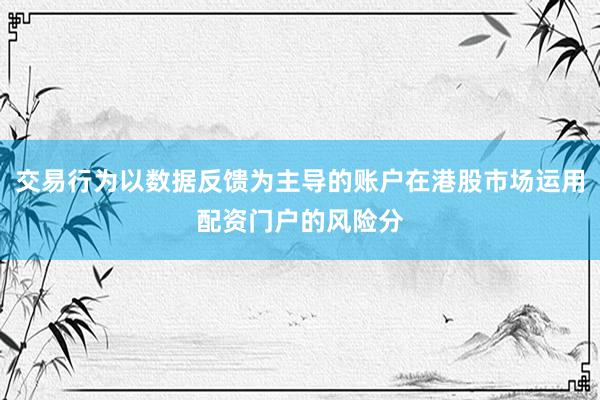 交易行为以数据反馈为主导的账户在港股市场运用配资门户的风险分