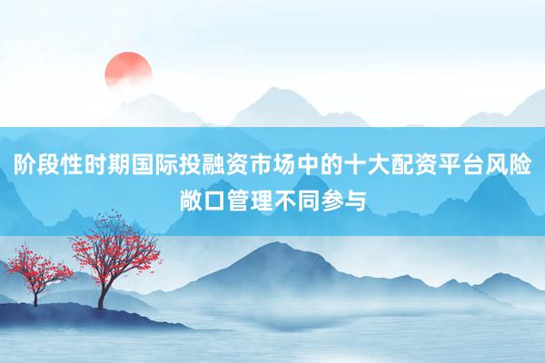 阶段性时期国际投融资市场中的十大配资平台风险敞口管理不同参与