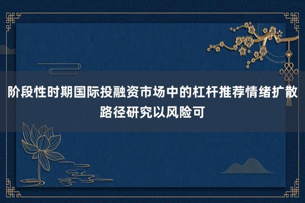 阶段性时期国际投融资市场中的杠杆推荐情绪扩散路径研究以风险可