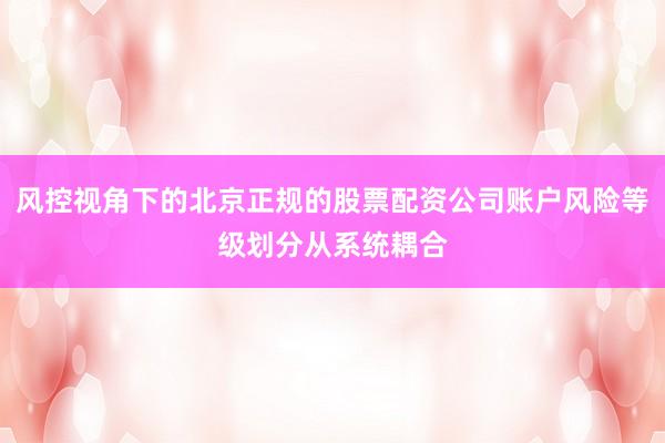 风控视角下的北京正规的股票配资公司账户风险等级划分从系统耦合