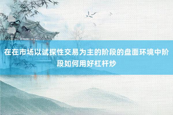 在在市场以试探性交易为主的阶段的盘面环境中阶段如何用好杠杆炒