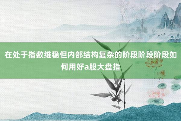 在处于指数维稳但内部结构复杂的阶段阶段阶段如何用好a股大盘指
